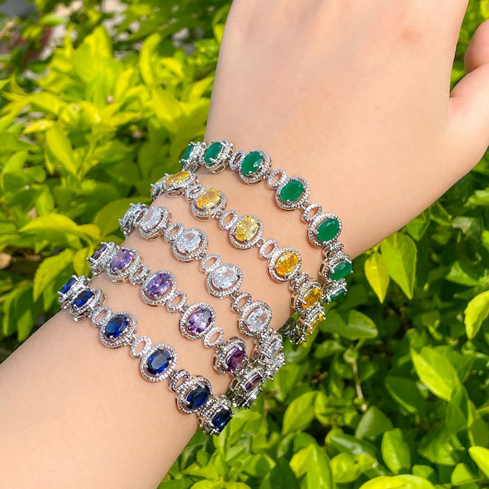 CMM Нежный овальный фиолетовый круглый теннисный браслет с кубическим цирконием