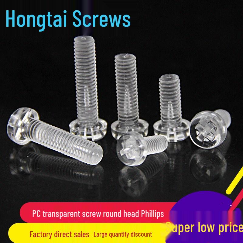 Acrylic Phillips Pan Head Screws: PC Translucent, Round Head, M2.5-M8