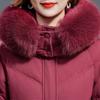 Middle Age Woman Winter Long Coats Hooded Faux Fur Collar Casual Thick Warm Parkas Women's Jackets