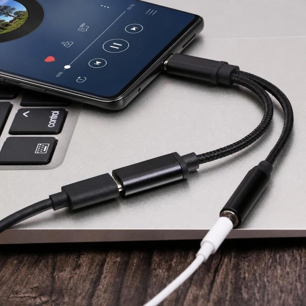 Аудиоадаптер USB C на 3,5 мм Type C, штекер-гнездо, аудиоконвертер, разъем 3,5 мм