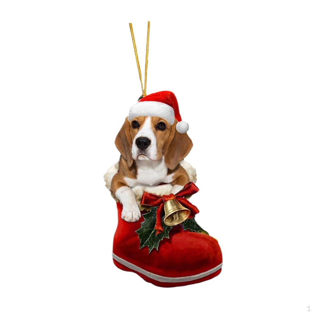 Dog Christmas Hanging Ornament Animal Pendant Crafts Xmas Tree Decoration for Festival