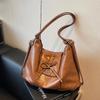 Bow Tie Leather Shoulder Bags for Women New Autumn Winter Luxury Large Capacity Bag Trend Retro Simple Bags