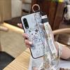 Anti-knock Ring Phone Case For LG Velvet 4G/5G Dirt-resistant Phone Holder Lanyard Silicone Soft Case Cartoon Wristband