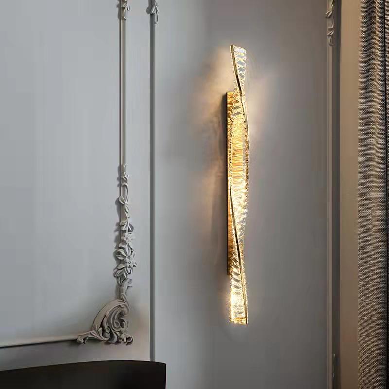 Modern Minimalist Crystal Wall Lamp - Long Strip Design for Living Room and Bedroom