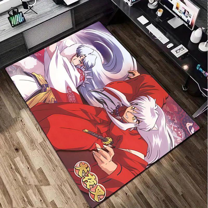 Inuyasha Vs Sesshomaru Carpet Office Decorative Carpet For Living Room Bedroom Door Mat Floor Rug Computer Chair Area Rug holiday gift