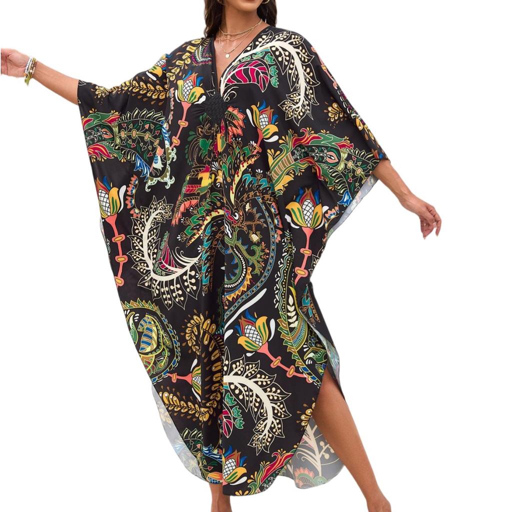 Women's Dress, Colorful Floral Prints, Vacation Loose Robe, Bikini, Sun-protective Smock