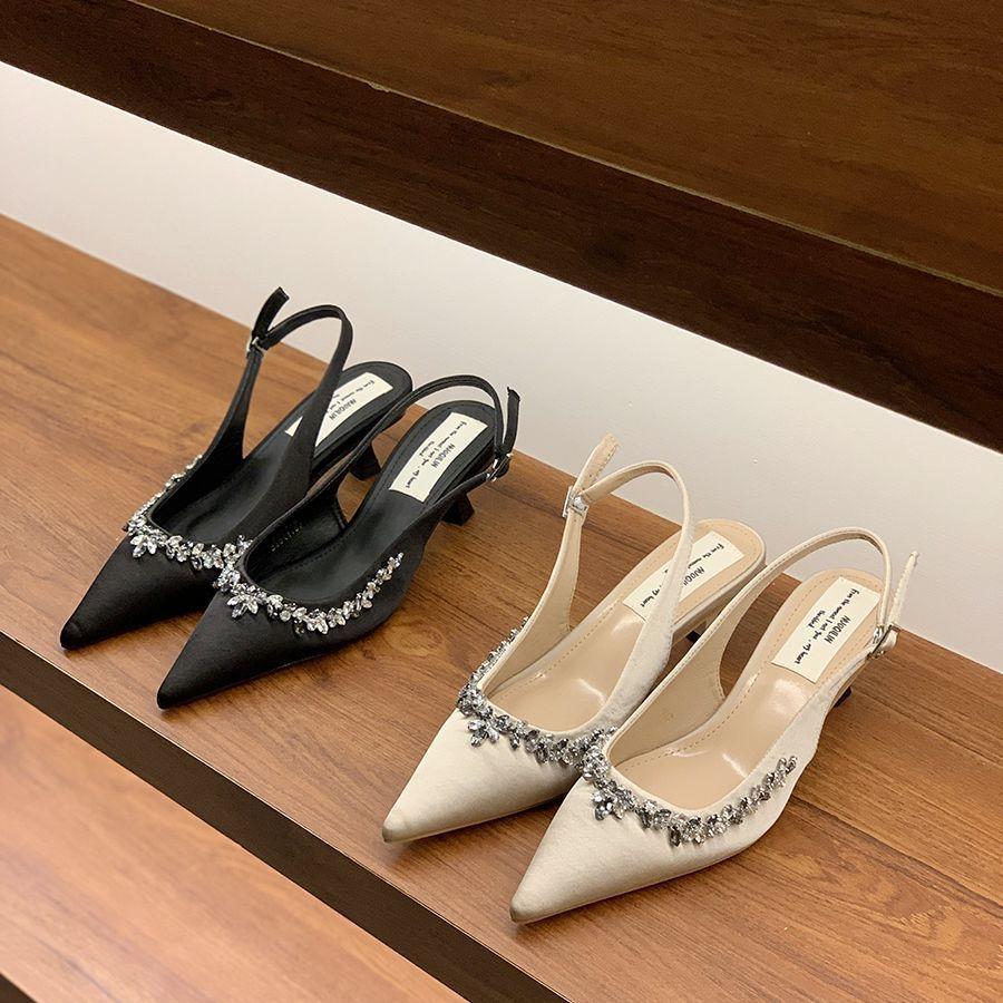 Сандалии на высоком каблуке Stiletto French Bag Head Туфли-лодочки Fairy с юбкой Apricot Pointed Single Shoes
