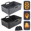 Silicone Air Fryer Liner Square Wave Pattern Heat Resistant Oven Liners with Oven Gloves