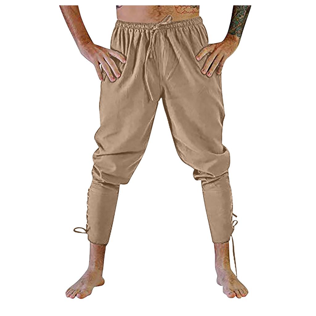 Summer Men's Medieval Stage Performance Casual Ankle Strap Pants