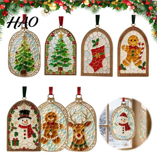 DIY Craft Ornament Christmas Sea Glass Sun Catcher, Acrylic Hanging for Crystal Window Holiday Home Decor, Festive Garden Wall Decoration Reflective