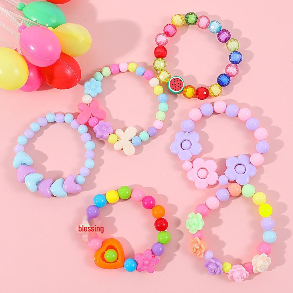 Детский комплект из цветочного ожерелья и браслета – цветные акриловые бусины