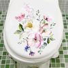 Toilet Lid Sticker Strong Stickiness PVC Waterproof Easy-peel Flower Theme Toilet Seat Decal
