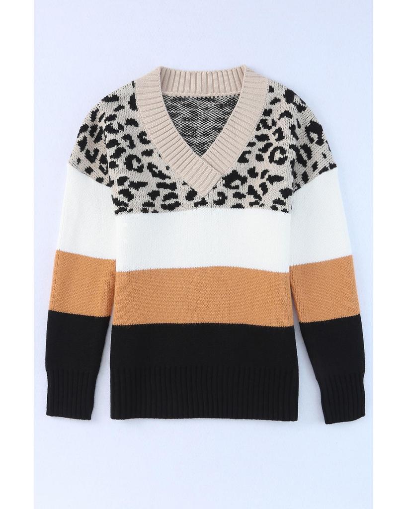 Azura Exchange Свитер с длинными рукавами в стиле колор-блок