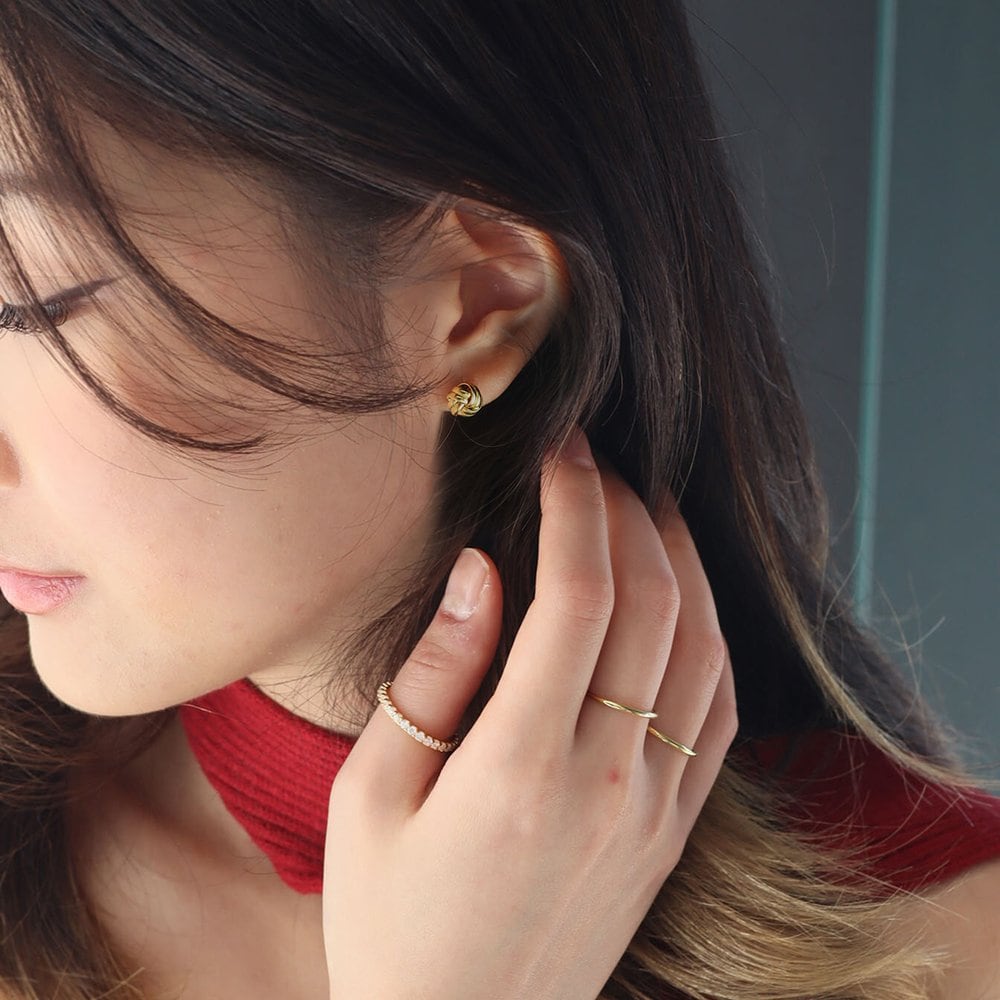 [ Modernlike / Headquarters Authentic ] 14K Gold-Filled Silver Knot Rump Ball Earrings Set