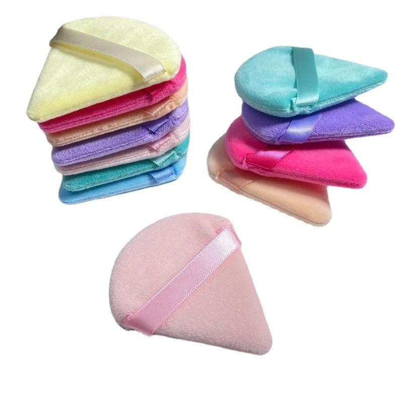 1pc Velvet Triangle Shaped Powder Puff Wet Dry Used Washable Soft Makeup Sponge Tool For Foundation Powder Blusher