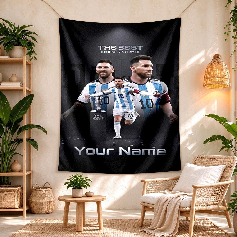 Football Messi Personalized Text Tapestry Cozy Personalized Tapestry Soft Durable Fabric Suitable for Meditation Room Multi-purpose for All Occasions