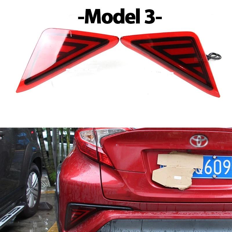 Car LED DRL Reflector Lamp Rear Fog Rear Bumper Brake Light For Toyota C-HR CHR 2016-