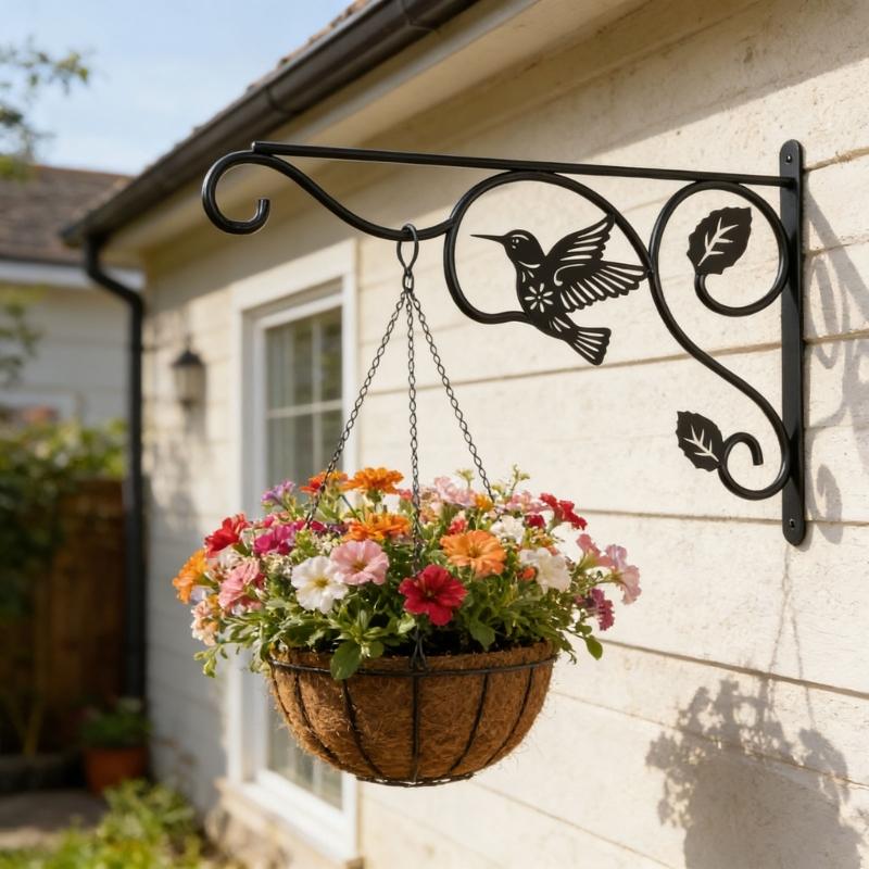 2 Pack Iron Plant Hangers Hook with Bird Pattern for Outdoor Indoor Hanging Plant Flower Pot Bird Feeder Wind Chime