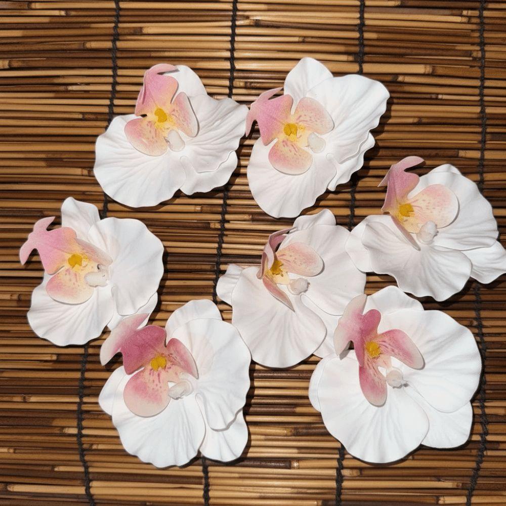6pcs 9cm Butterfly Orchid Flower Head Fake Flower Head Hair Clips/Boutonniere/Cake Decoration