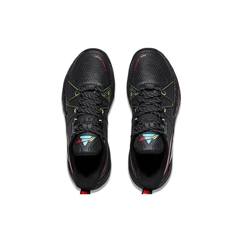 Lining Light Speed 1.5 Fabric Synthetic Leather Wear-Resistant Breathable Rebound Low-Top Basketball Shoes Men Sneakers Black Red ABAT101-4
