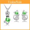 Кристалл 3 шт. Набор украшений в виде кошки: ожерелье, серьги. Подарок для девушек-подростков, для женщин.