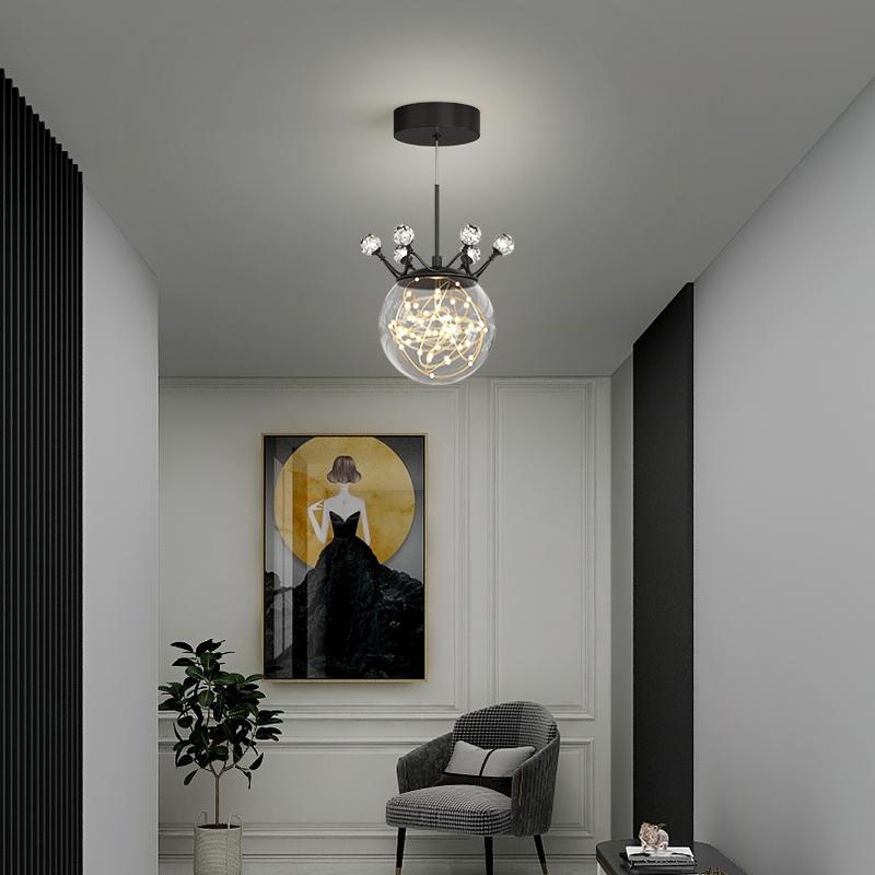 Свет для прохода, маленькая люстра для прихожей, современный минималистичный светильник для прихожей, креативное сетчатое красное звездное освещение для балкона