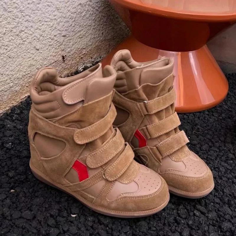 Повседневные кроссовки на толстой подошве Новые женские универсальные модные повседневные туфли Стильный ретро-дизайн с высоким верхом Удобная спортивная обувь
