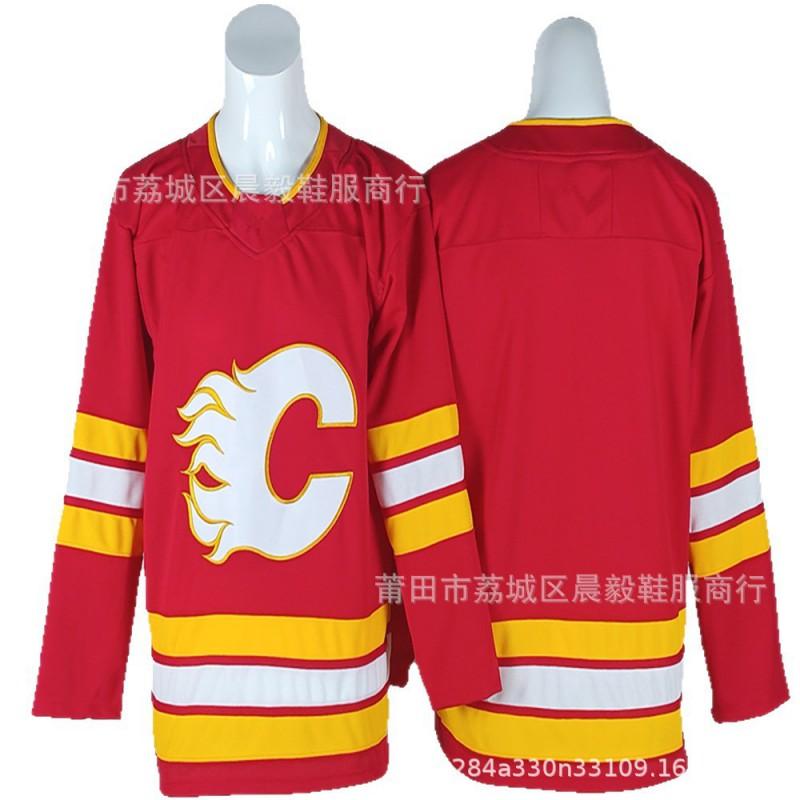 NHL Calgary Flames Hockey Jersey Kadri 91 Backlund 11 Gaudreau 10 Adult Cotton Blend Ice Uniform