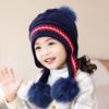 Зимняя детская шапка-бини с тремя помпонами, утолщенная теплая защита ушей, детская вязаная шапка для мальчиков и девочек от 2 до 7 лет, аксессуары для малышей