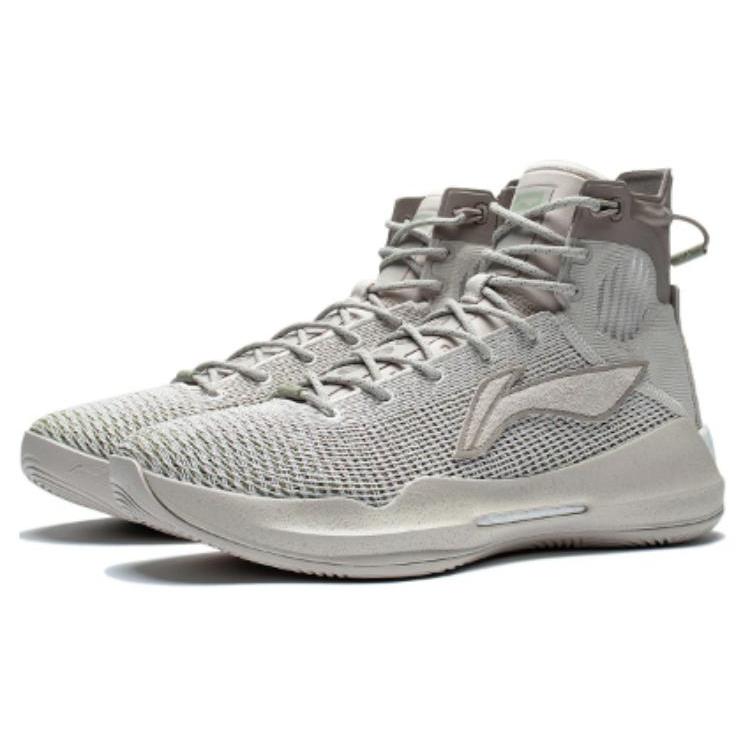 Li Ning YuShuai 13 Boom Песчаный Ястреб Нескользящие, Износостойкие, Легкие Высокие Баскетбольные Кроссовки Мужские Серые ABAP065-21