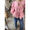 European and American style summer new European and American style lace-up round neck bubble sleeve shirt fashionable sexy loose cardigan top