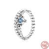 New Fashion Trendy Authentic Original S925 Sterling Silver Heart Blue Earth Moon Round Zircon Ring Women Anniversary Fine Jewelry