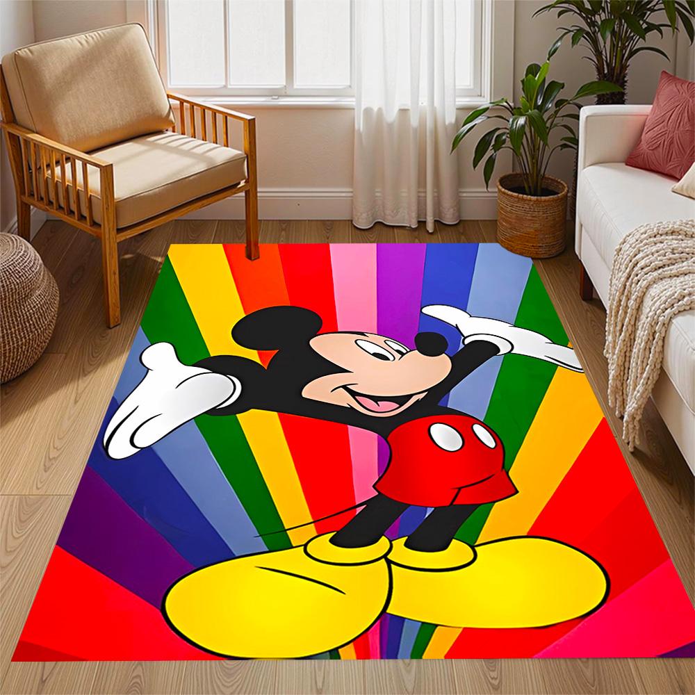 Mickey Mouse Adventure Disney Cartoon Theme Anti-Slip Rug - Polyester, Home Decor, Suitable for Bedrooms, Living Rooms, Doorways, and Studios