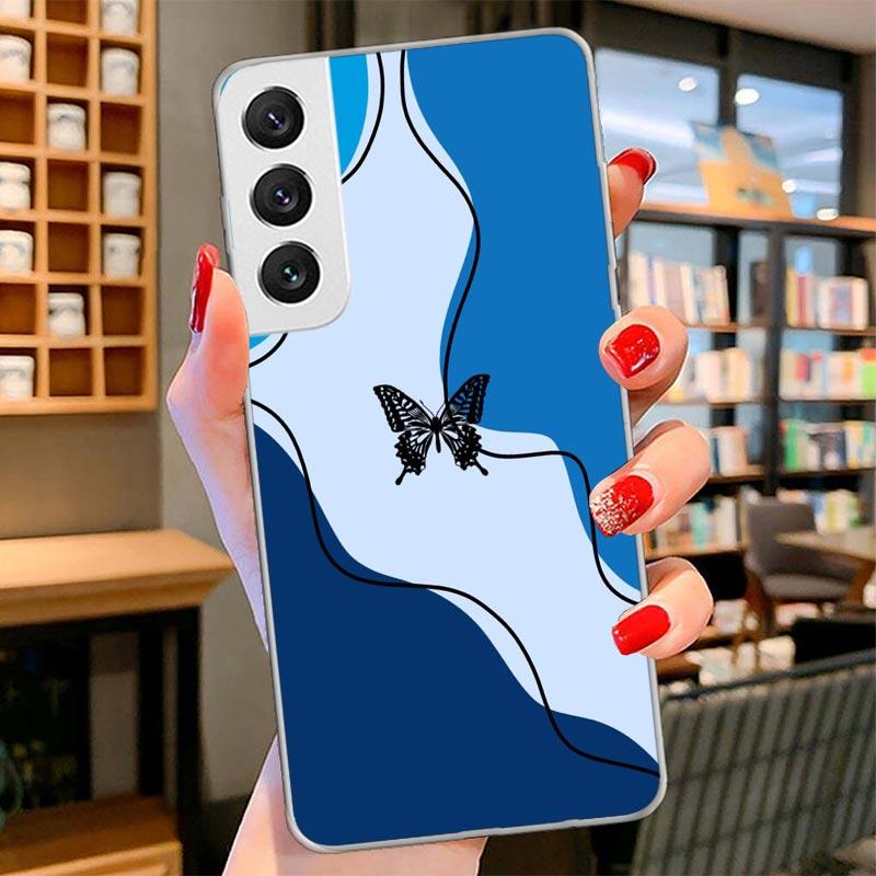 Blue Butterfly Beautiful Wing Cover Phone Case For Samsung Galaxy S26 S25 Edge S24 Ultra S23 S22 Plus S21 S20 FE Soft Fundas She