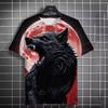 2024 Лето Новая мужская летняя повседневная футболка с 3D-принтом Wolf Fierce Print унисекс короткая рубашка