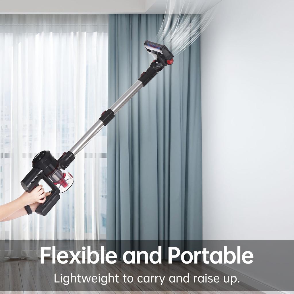 Cordless Vacuum Cleaner Rechargeable Stick Vacuum with 25KPA Powerful Suction Up To 40 Mins Runtime