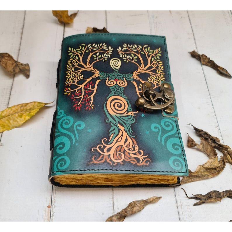 Leather Journal Mother of Earth Deckle Edge Paper Notebook Spell Journal Book of Shadows Leather Grimoire Recipe Book Leather Sketchbook