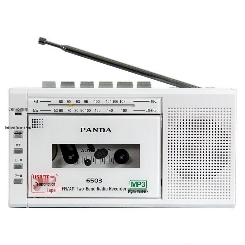 PANDA 6503 Портативный кассетный магнитофон с AM/FM радио и MP3-плеером, штекер CN (адаптер в комплекте)