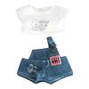 Niannyyhouse 10cm Plush Clothes: Denim Overalls, T-Shirt, Overalls, Suit, Cotton Doll Clothes, Dress-Up (Blue)