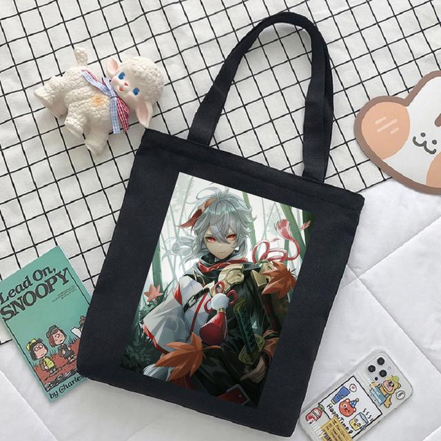 Женская сумка с героями мультфильмов Genshin Impact, сумка-шопер Y2K, повседневная модная женская сумка на плечо, японская холщовая сумка в стиле Харадзюку, большая вместительная сумка