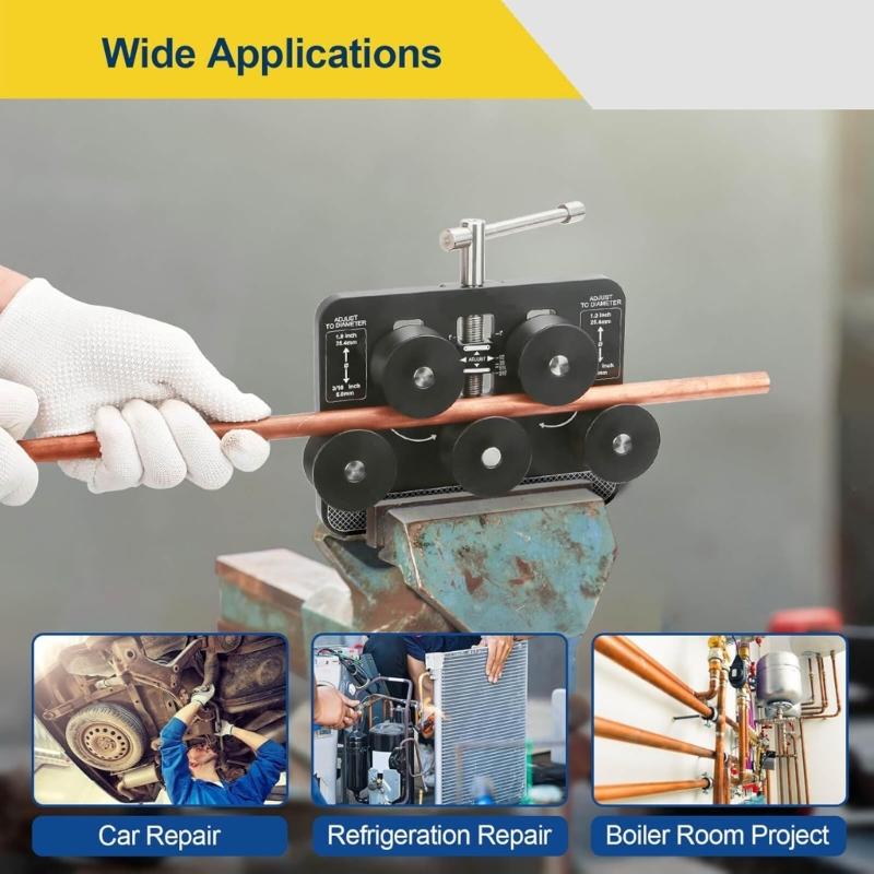 Высокоэффективный инструмент для выпрямления тормозных трубок с роликами для медных алюминиевых топливных трубок диаметром от 3/16" до 1 дюйма