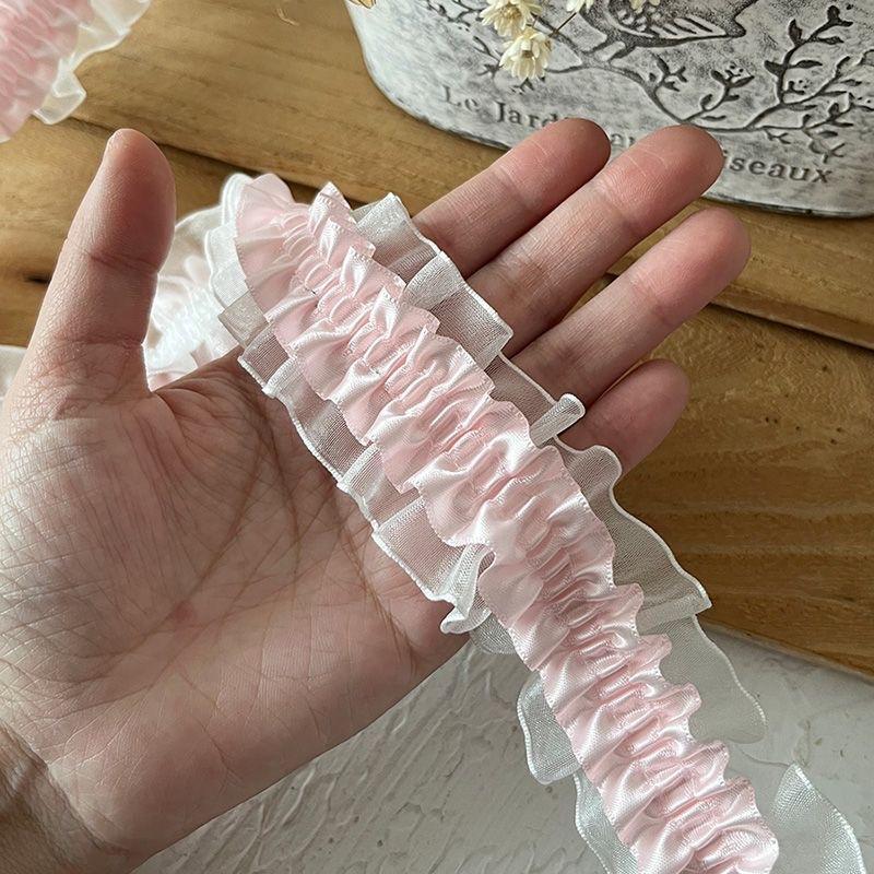 1 шт. Милый Лолита DIY Швейная Атласная Оборка Отделка Оборка Аппликация Одежда Сумка Декор 4 см Ширина Плиссированная Кружевная Ткань Ita Сумка Декор