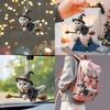 Acrylic Flat Surface Car Pendant With Magical Cat Riding Broom Design For Vehicle Interior Decor