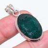 Natural Emerald(Simulated) 925 Sterling Silver Jewelry Pendant 1.62" A6n26