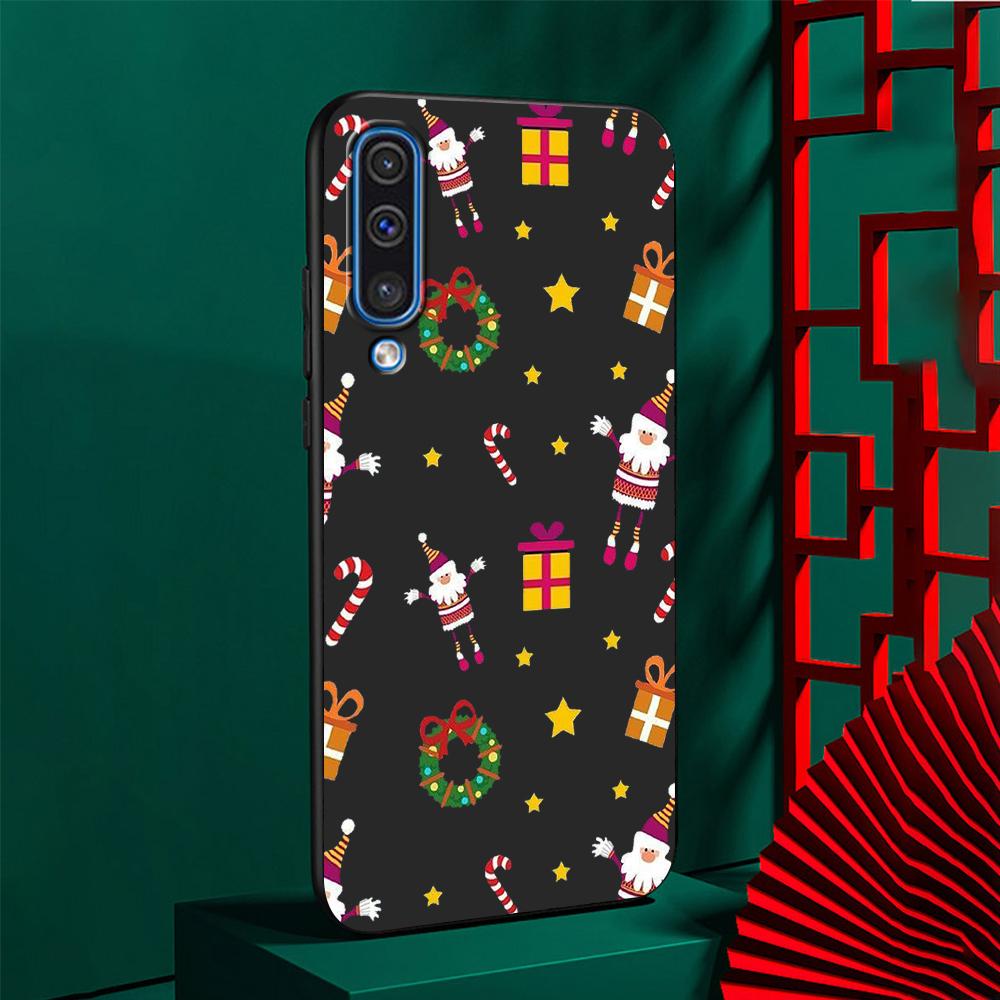 Christmas New Year Gifts Elk Snow Case for Samsung Galaxy A50 A10 A70 A30 A20e A40 A20s A10s A10e A90 5G Soft Black Phone Cover