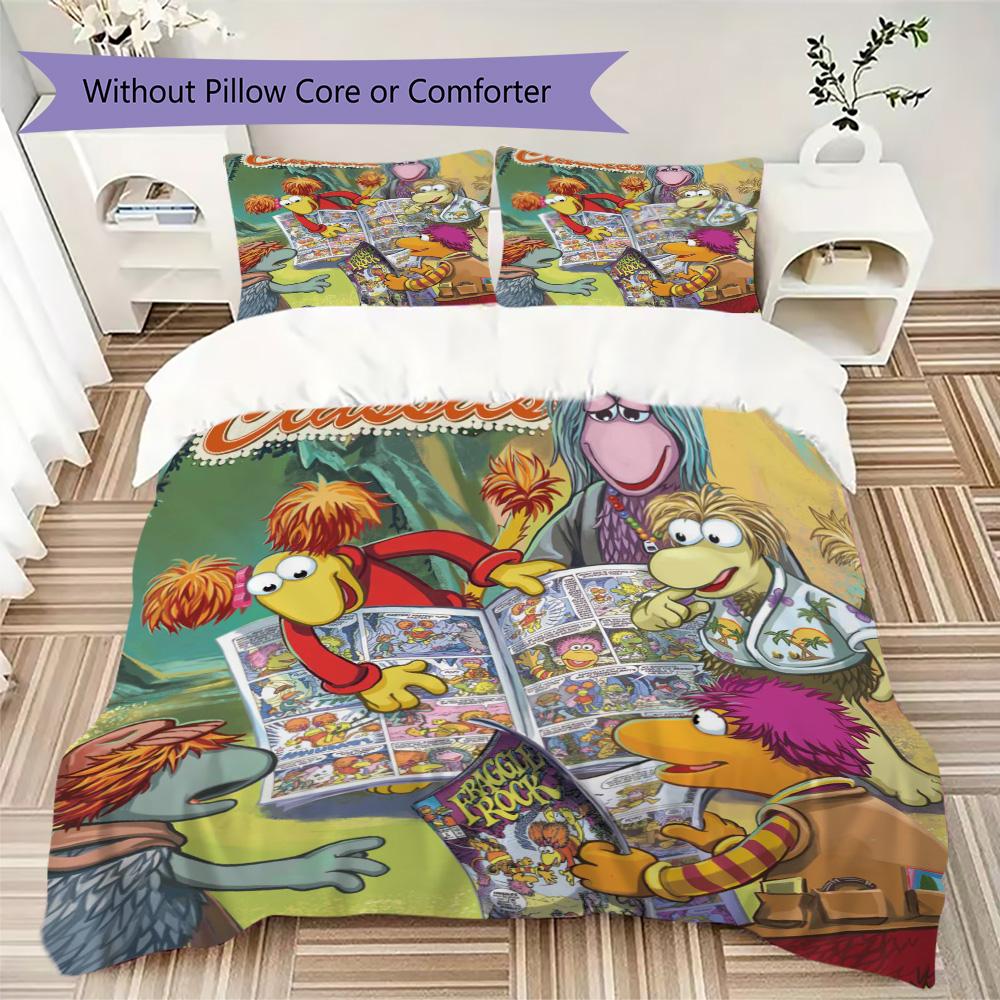 Fraggle Rock Adventure Pattern Bedding,Quilt Set Quilt Cover Pillowcase Home Birthday Gift (1*duvet cover+2*pillowcase,without core)XSJT0917305