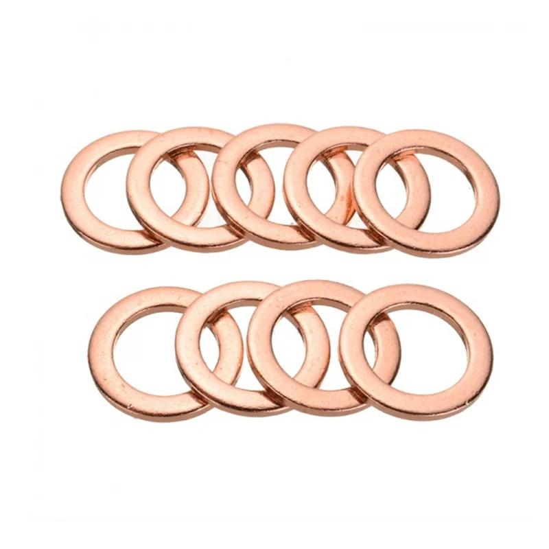 100-400PCS Copper Washer Gasket Nut And Bolt Set Flat Ring Seal Assortment Kit With Box M4/M5/M6/M8/M10/M12/M14 For Sump Plugs