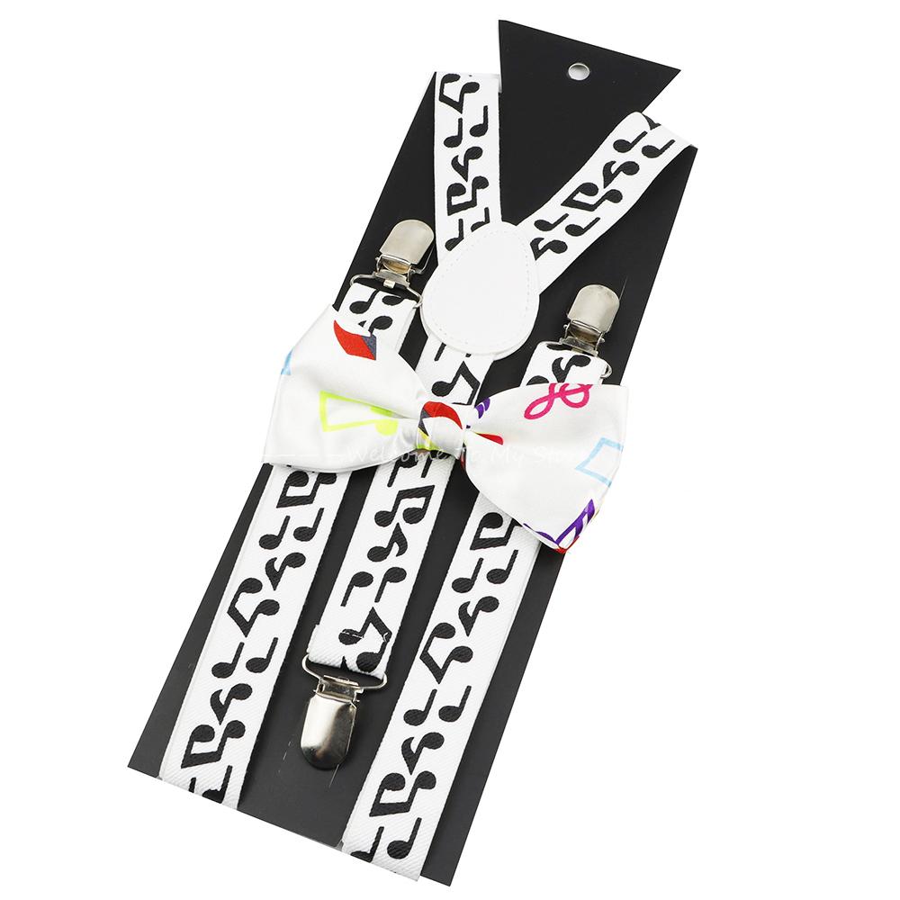 New Design Parent-Child Musical Suspender Set Include Stave Rainbow Bowtie For Party Dress Shirt Daily Wear Accessory Gift