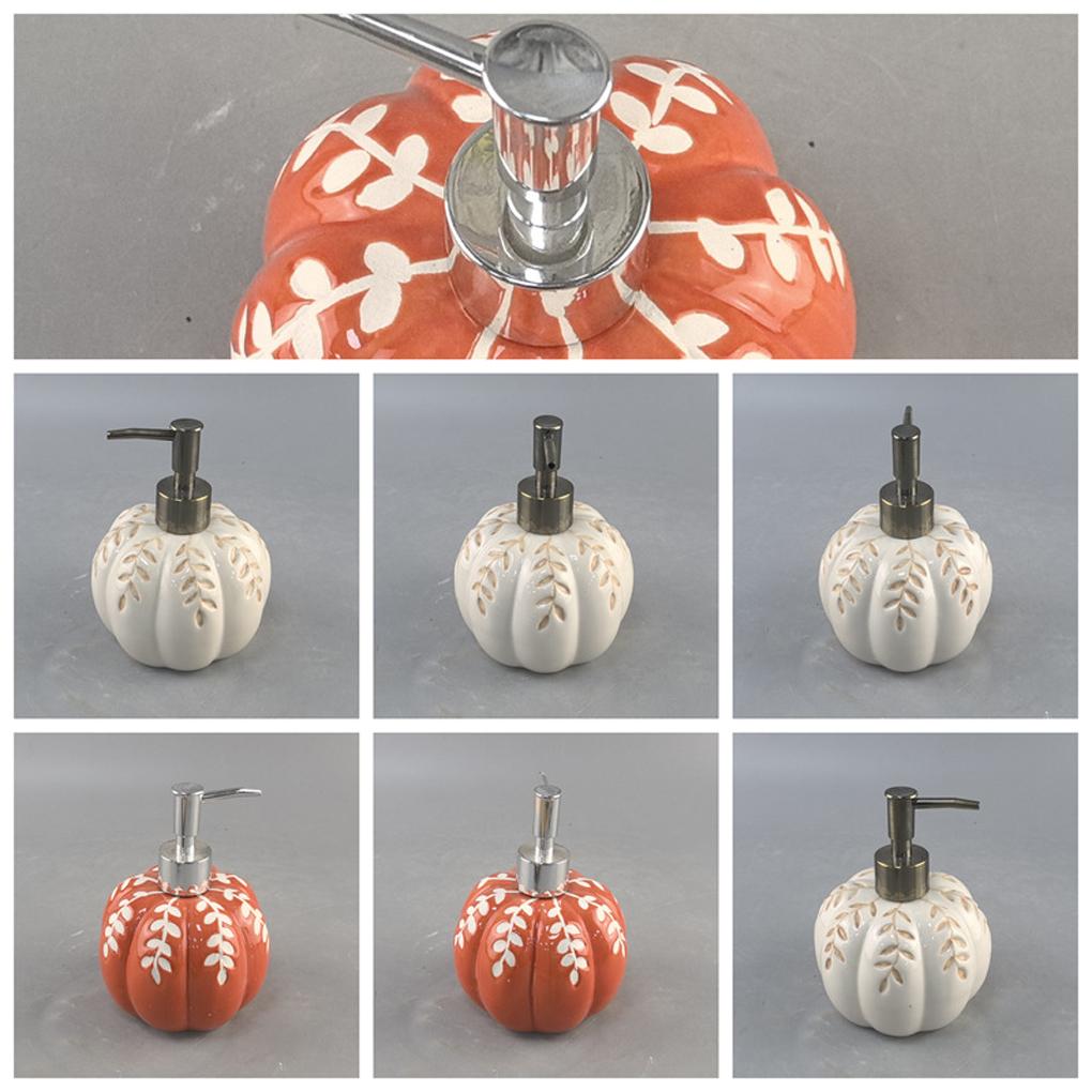 Cute Pumpkin Soap Dispenser - Bathroom Decoration, 460ml Soap Pump Pumpkin Maple Leaves Pattern for Bathroom and