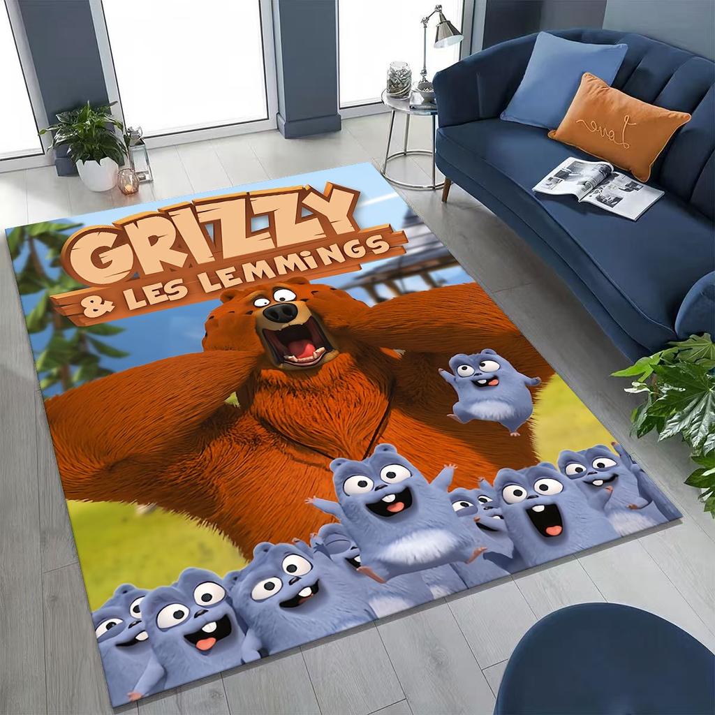 Забавный ковер-ковер из мультфильма «Гризли и лемминги» для спальни, гостиной, дивана, придверный коврик, декор, большой детский игровой нескользящий коврик для пола